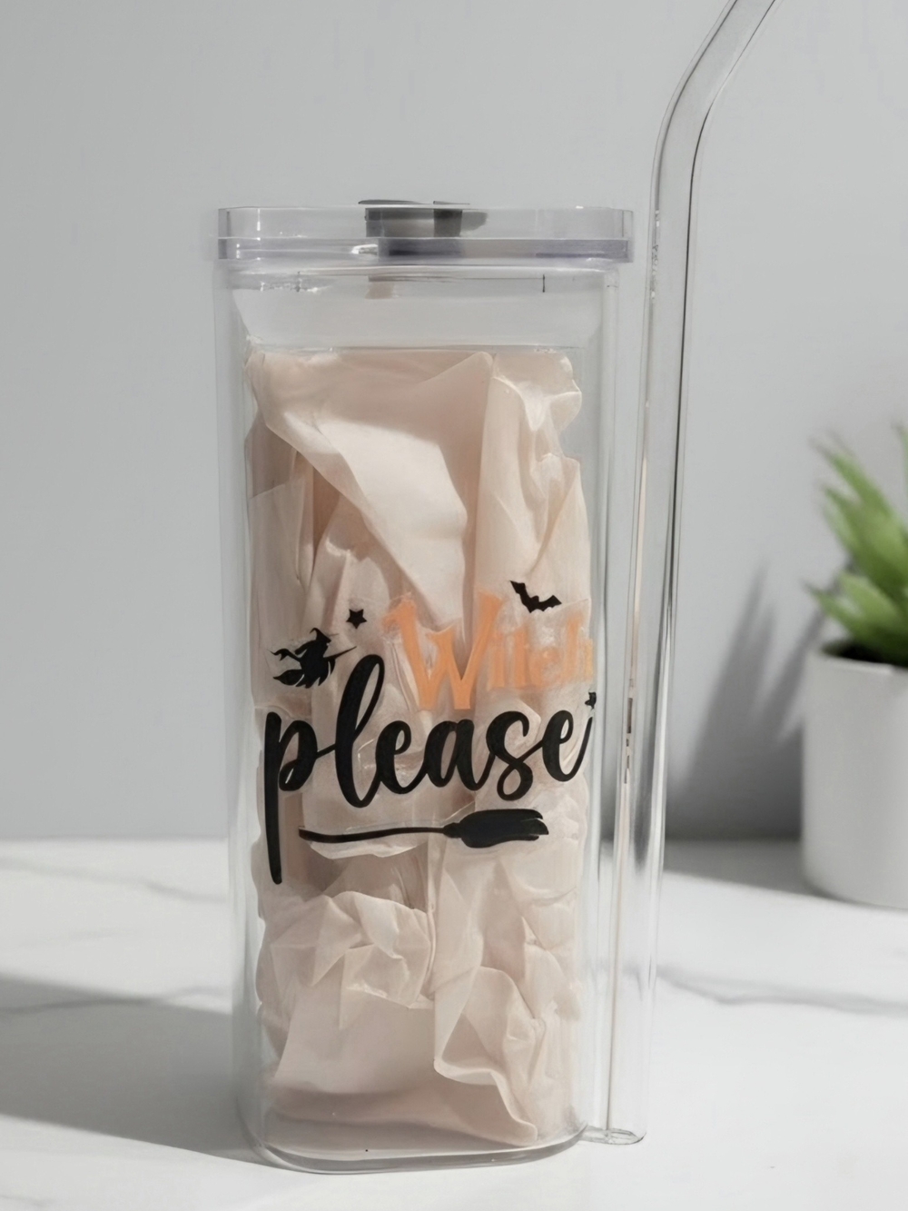 Halloween Glass Tumbler in Clear & Black - 12oz